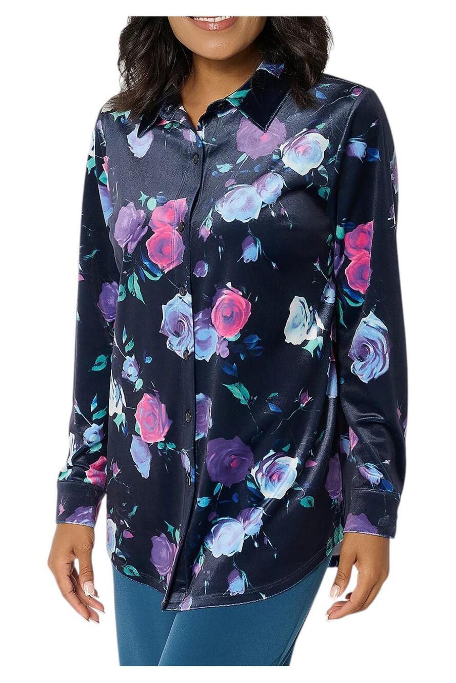 Denim & Co. Women's Printed Knit Velvet Big Shirt Navy - Regular